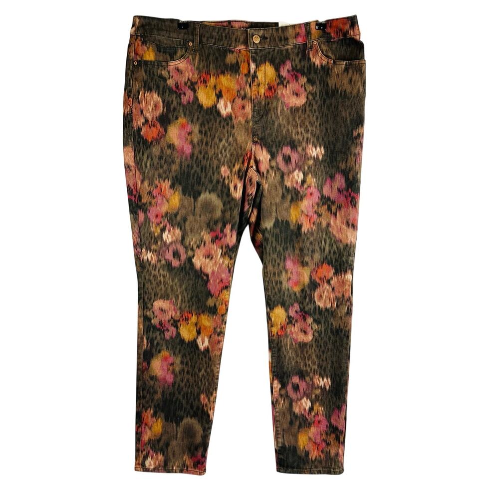 New Chico's Womans 3.5 18R Jegging Jeans the Platinum Stretch Autumn Floral NWT